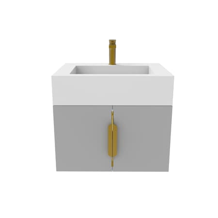Castello Usa Nile 24-inch Gray Vanity Set with White Top and Gold Handles CB-MC-24G-GLD-2053-WH